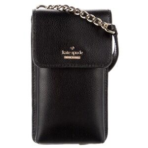 Kate Spade New York Chain Link Trimmed Leather Crossbody Bag Black Gold‎